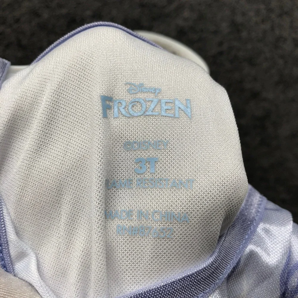 Disney Frozen Elsa Nightgown Dress Girls 3T Blue White Polyester Mesh Overlay